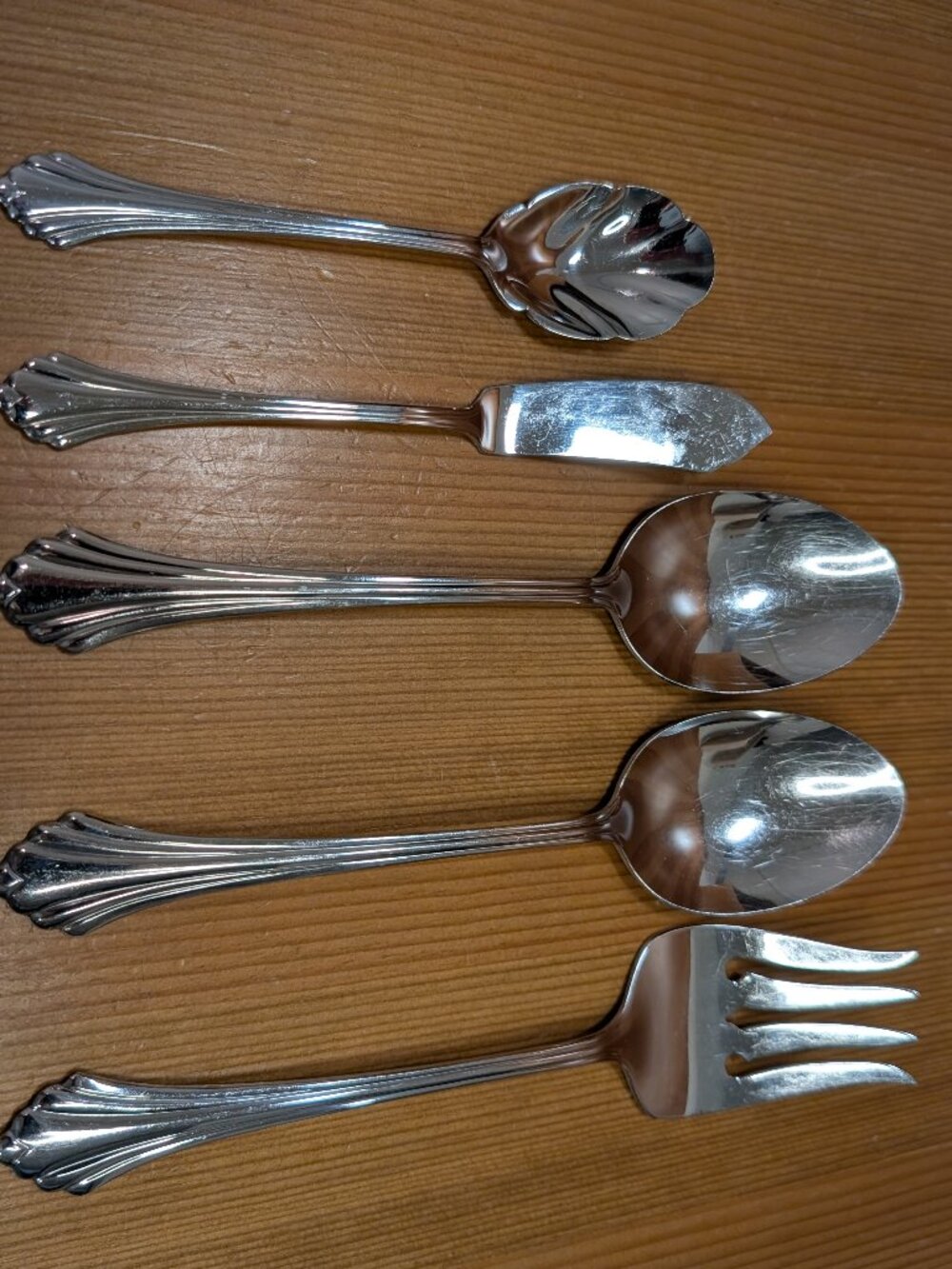 Oneida Oneida BANCROFT Stainless Steel 5pc. Serving Set Spoon Fork Lot USA - GUC